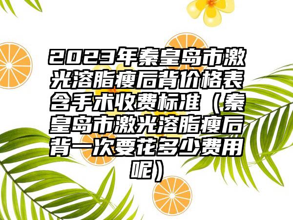 2023年秦皇岛市激光溶脂瘦后背价格表含手术收费标准（秦皇岛市激光溶脂瘦后背一次要花多少费用呢）