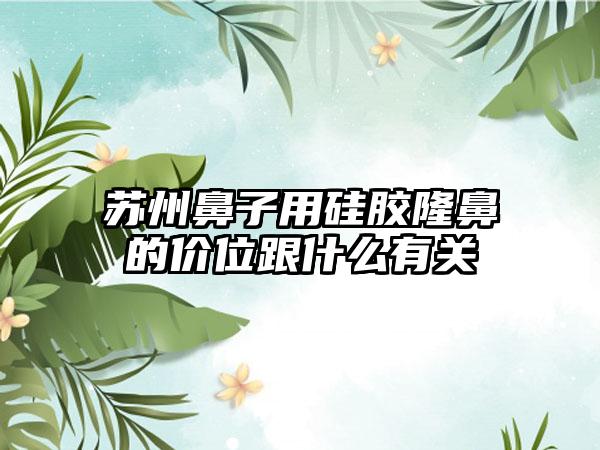 苏州鼻子用硅胶隆鼻的价位跟什么有关