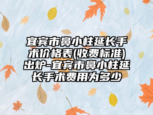 宜宾市鼻小柱延长手术价格表(收费标准)出炉-宜宾市鼻小柱延长手术费用为多少