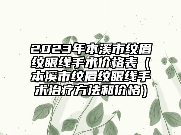 2023年本溪市纹眉纹眼线手术价格表（本溪市纹眉纹眼线手术治疗方法和价格）