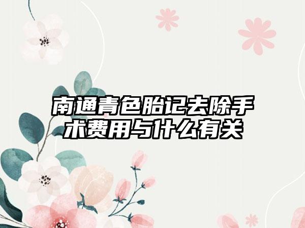 南通青色胎记去除手术费用与什么有关