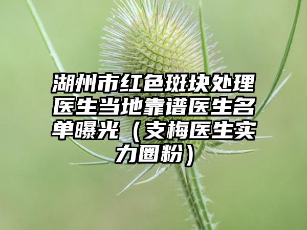 湖州市红色斑块处理医生当地靠谱医生名单曝光（支梅医生实力圈粉）