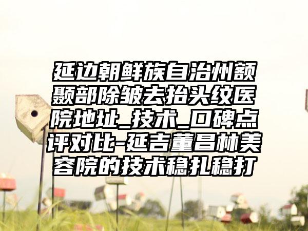 延边朝鲜族自治州额颞部除皱去抬头纹医院地址_技术_口碑点评对比-延吉董昌林美容院的技术稳扎稳打