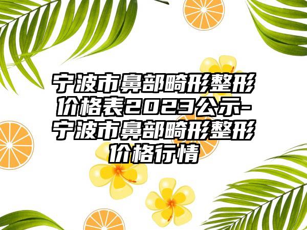 宁波市鼻部畸形整形价格表2023公示-宁波市鼻部畸形整形价格行情