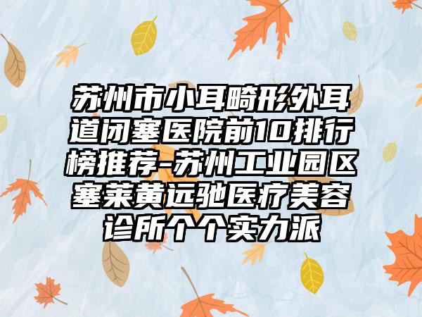 苏州市小耳畸形外耳道闭塞医院前10排行榜推荐-苏州工业园区塞莱黄远驰医疗美容诊所个个实力派