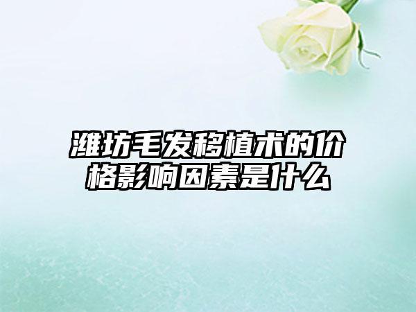 潍坊毛发移植术的价格影响因素是什么